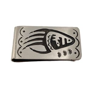 Handmade Sterling Silver Money Clip Bear Paw Genuine Native American Signed **